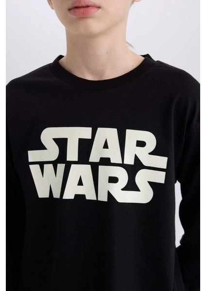 Erkek Çocuk Star Wars Pijama Takımı Bisiklet Yaka Uzun Kollu Üst Uzun Alt D8572A824WN