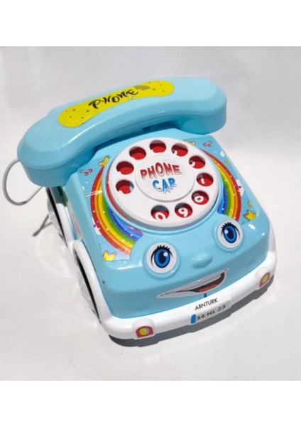 Eğlenceli Mavi Arabalı Telefon 18CM Çevirmeli Telefon Sürüklenebilir Klasik Retro Oyun Telefonu modelleri