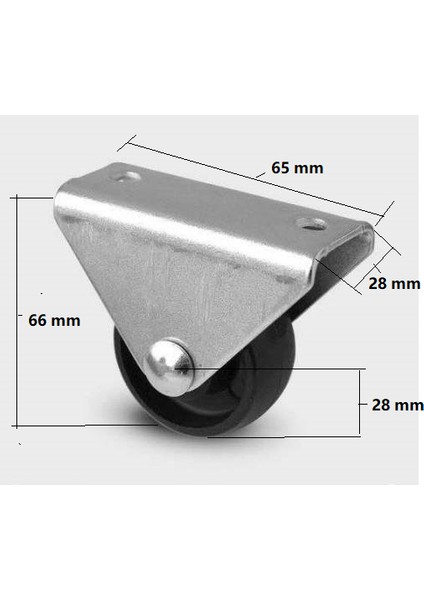 4 Adet Sabit Mobilya Teker Tekerleği 66 mm