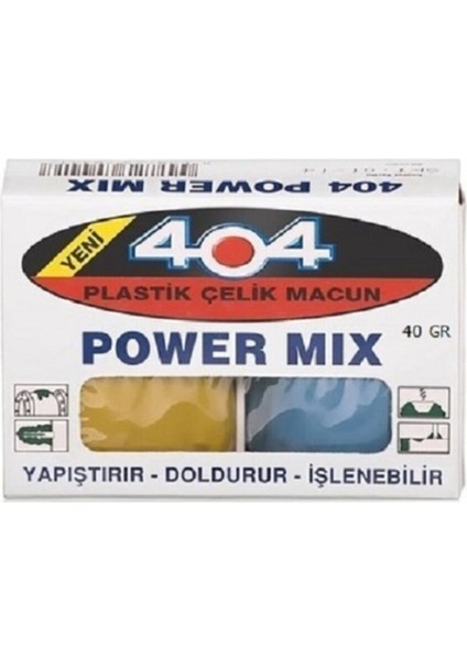 404 Çelik Macun Kaynak Macunu 40 gr Power Mix Çift Komponenetli