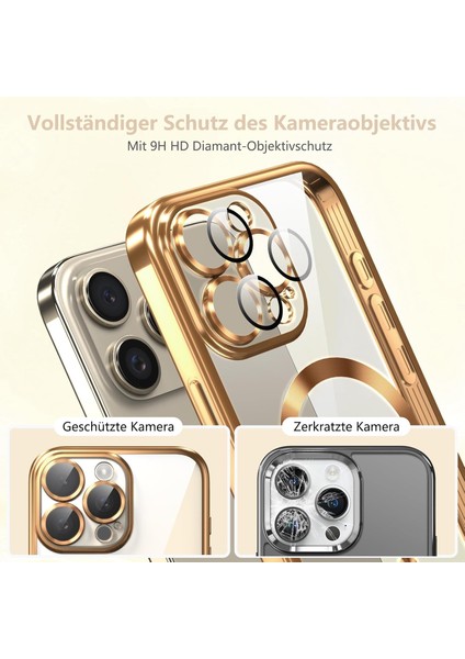 iPhone 13 Pro Max Uyumlu Kılıf Kamera Lens ve Hoparlör Toz Korumalı Kablosuz Şarj Özellikli Kenarları Renkli Arkası Şeffaf