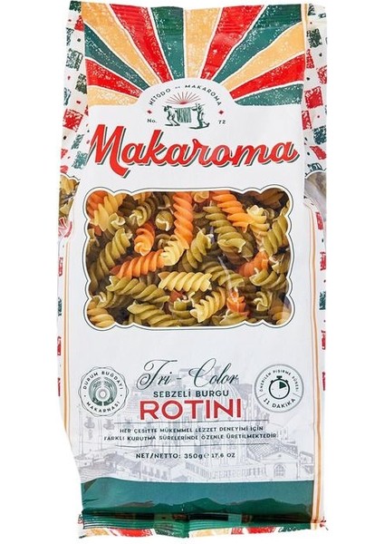 Tri Color Sebzeli Burgu Rotini Makarna 350 G