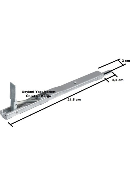 Alüminyum Gömme Kapı Sürgüsü 21.5 cm x 2 cm