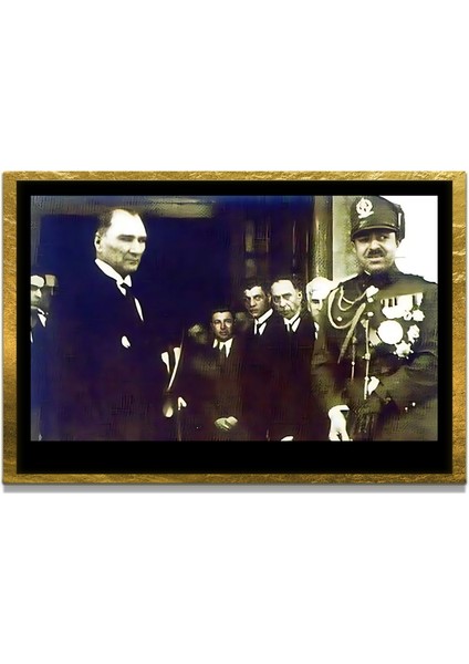 Yapay Zeka ile Yenilenmiş Atatürk Fotoğrafları Siyah Beyaz Cam Tablo, 3D Dekoratif Baskı 17