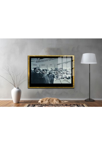 Yapay Zeka ile Yenilenmiş Atatürk Fotoğrafları Siyah Beyaz Cam Tablo, 3D Dekoratif Baskı 132