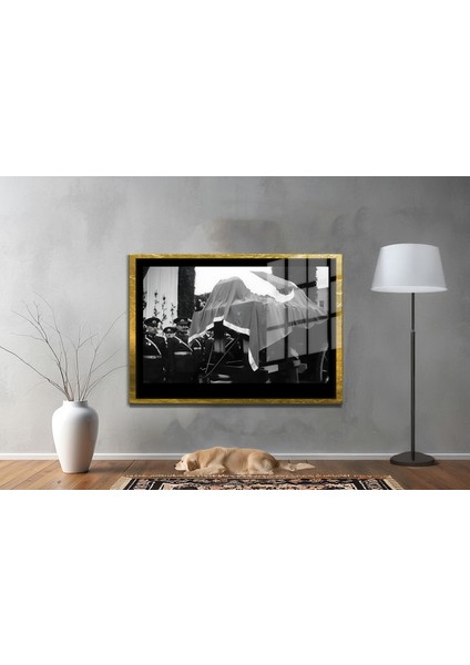 Yapay Zeka ile Yenilenmiş Atatürk Fotoğrafları Siyah Beyaz Cam Tablo, 3D Dekoratif Baskı 139