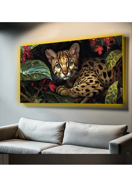 LED Işıklı Kanvas Tablo, 3D Dekoratif Baskılı Tablo Yapay Zeka Desteksli Hayvanlar 344
