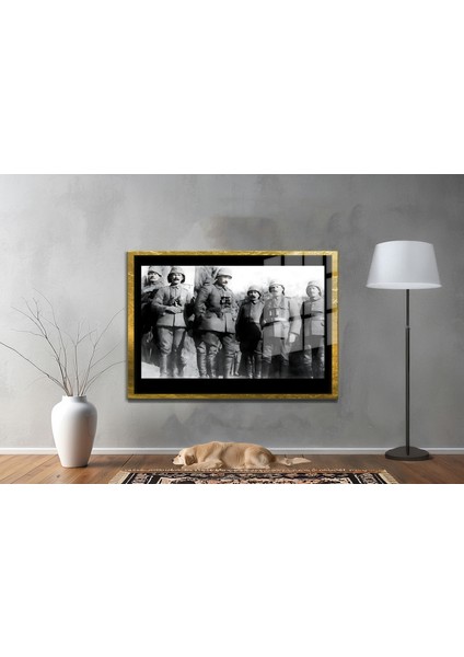 Yapay Zeka ile Yenilenmiş Atatürk Fotoğrafları Siyah Beyaz Cam Tablo, 3D Dekoratif Baskı 19