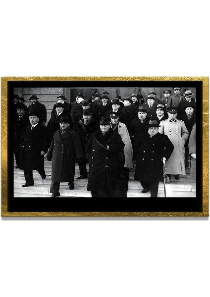 Yapay Zeka ile Yenilenmiş Atatürk Fotoğrafları Siyah Beyaz Cam Tablo, 3D Dekoratif Baskı 189