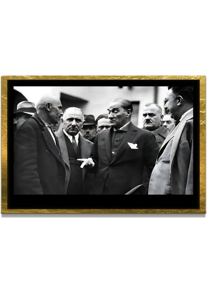 Yapay Zeka ile Yenilenmiş Atatürk Fotoğrafları Siyah Beyaz Cam Tablo, 3D Dekoratif Baskı 52