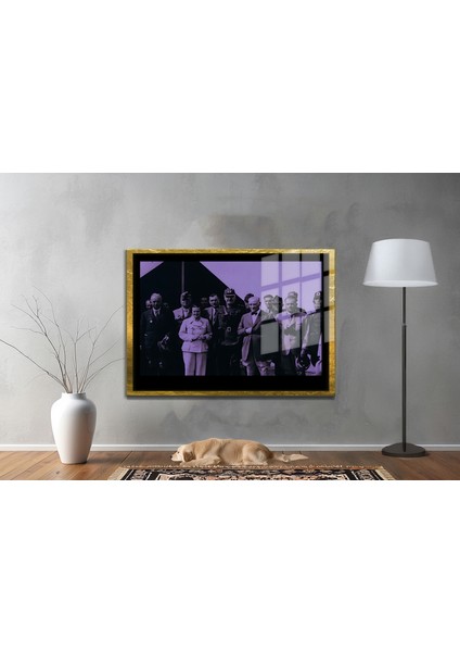Yapay Zeka ile Yenilenmiş Atatürk Fotoğrafları Siyah Beyaz Cam Tablo, 3D Dekoratif Baskı 376