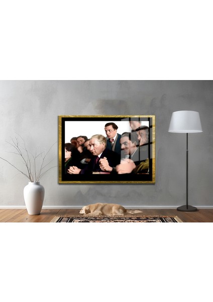 Yapay Zeka ile Yenilenmiş Atatürk Fotoğrafları Siyah Beyaz Cam Tablo, 3D Dekoratif Baskı 492 fiyatları