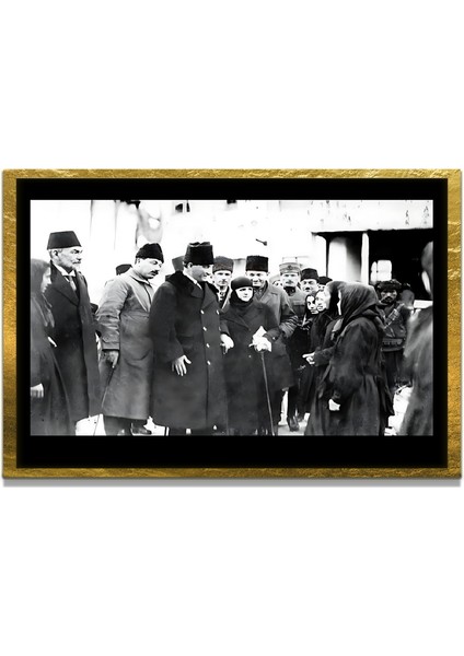 Yapay Zeka ile Yenilenmiş Atatürk Fotoğrafları Siyah Beyaz Cam Tablo, 3D Dekoratif Baskı 217