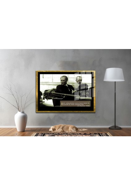 Yapay Zeka ile Yenilenmiş Atatürk Fotoğrafları Siyah Beyaz Cam Tablo, 3D Dekoratif Baskı 534 fiyatları