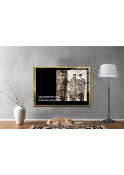 Yapay Zeka ile Yenilenmiş Atatürk Fotoğrafları Siyah Beyaz Cam Tablo, 3D Dekoratif Baskı 394