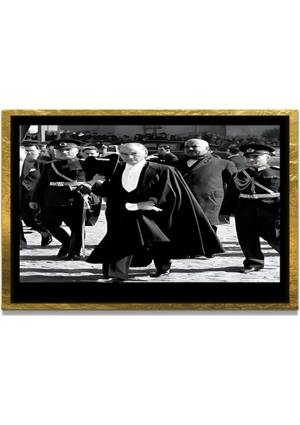 Yapay Zeka ile Yenilenmiş Atatürk Fotoğrafları Siyah Beyaz Cam Tablo, 3D Dekoratif Baskı 08