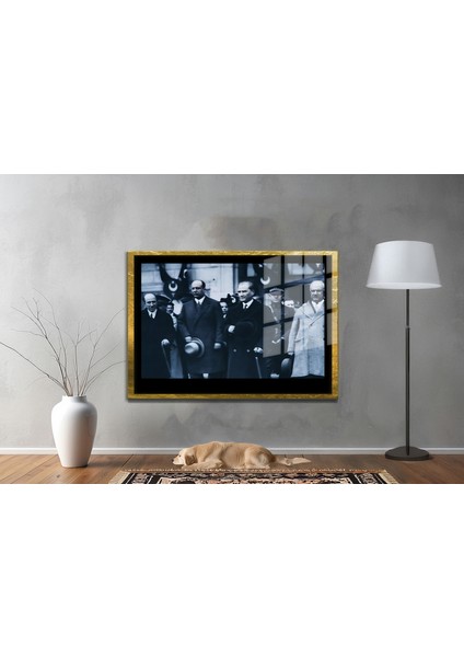 Yapay Zeka ile Yenilenmiş Atatürk Fotoğrafları Siyah Beyaz Cam Tablo, 3D Dekoratif Baskı 258