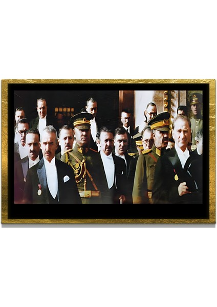 Yapay Zeka ile Yenilenmiş Atatürk Fotoğrafları Siyah Beyaz Cam Tablo, 3D Dekoratif Baskı 645