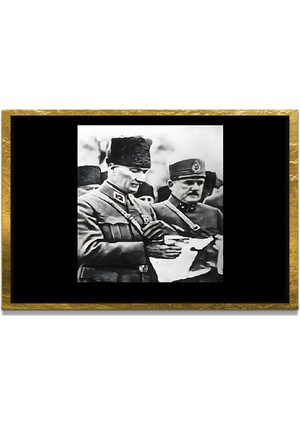 Yapay Zeka ile Yenilenmiş Atatürk Fotoğrafları Siyah Beyaz Cam Tablo, 3D Dekoratif Baskı 567