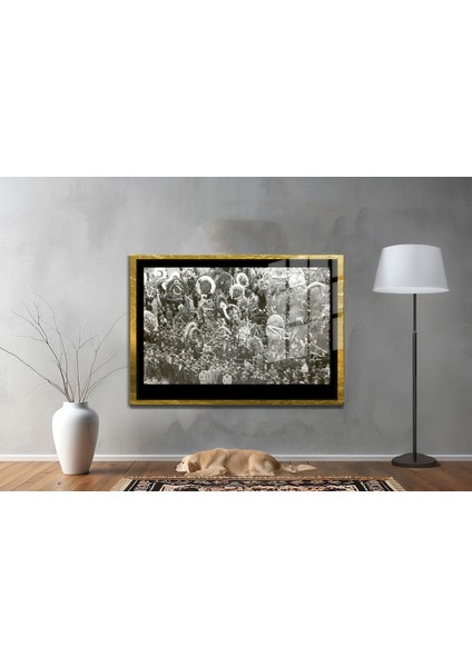 Yapay Zeka ile Yenilenmiş Atatürk Fotoğrafları Siyah Beyaz Cam Tablo, 3D Dekoratif Baskı 377