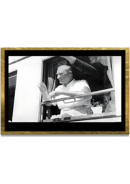 Yapay Zeka ile Yenilenmiş Atatürk Fotoğrafları Siyah Beyaz Cam Tablo, 3D Dekoratif Baskı 201