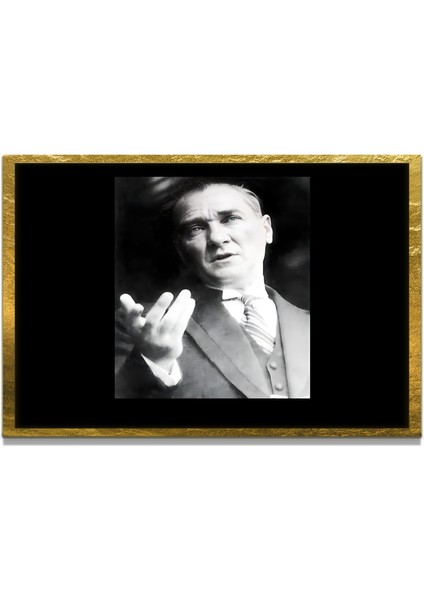 Yapay Zeka ile Yenilenmiş Atatürk Fotoğrafları Siyah Beyaz Cam Tablo, 3D Dekoratif Baskı 157
