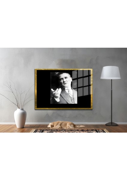 Yapay Zeka ile Yenilenmiş Atatürk Fotoğrafları Siyah Beyaz Cam Tablo, 3D Dekoratif Baskı 157 fiyatları