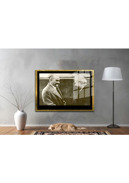 Yapay Zeka ile Yenilenmiş Atatürk Fotoğrafları Siyah Beyaz Cam Tablo, 3D Dekoratif Baskı 800 fiyatları