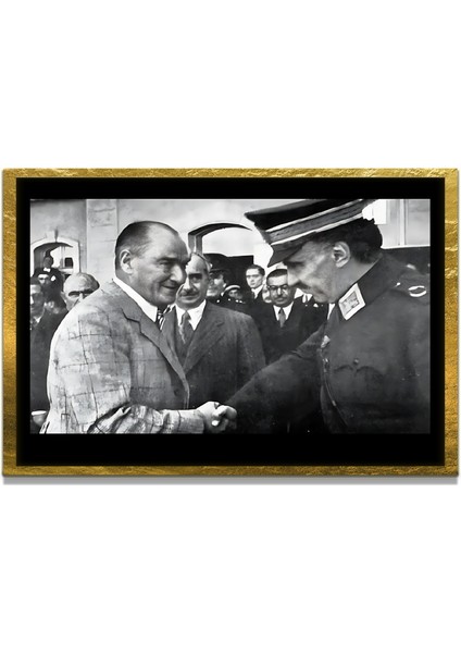 Yapay Zeka ile Yenilenmiş Atatürk Fotoğrafları Siyah Beyaz Cam Tablo, 3D Dekoratif Baskı 263