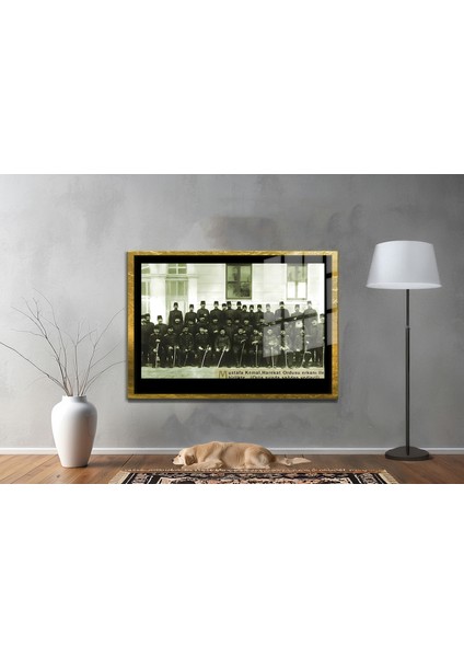Yapay Zeka ile Yenilenmiş Atatürk Fotoğrafları Siyah Beyaz Cam Tablo, 3D Dekoratif Baskı 416