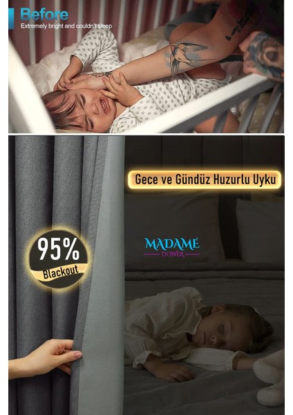 Deste Antrasit Çift Taraflı Keten Fon ve Karartma Perde Pilesiz - Işık Geçirmez Güneşlik, Kolay Montaj modelleri