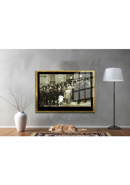 Yapay Zeka ile Yenilenmiş Atatürk Fotoğrafları Siyah Beyaz Cam Tablo, 3D Dekoratif Baskı 596