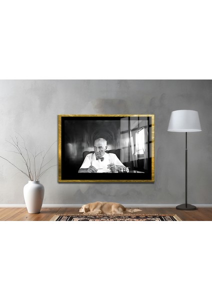 Yapay Zeka ile Yenilenmiş Atatürk Fotoğrafları Siyah Beyaz Cam Tablo, 3D Dekoratif Baskı 48 fiyatları