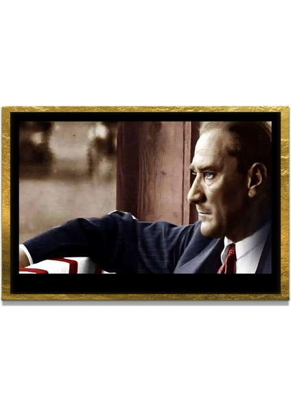 Yapay Zeka ile Yenilenmiş Atatürk Fotoğrafları Siyah Beyaz Cam Tablo, 3D Dekoratif Baskı 812