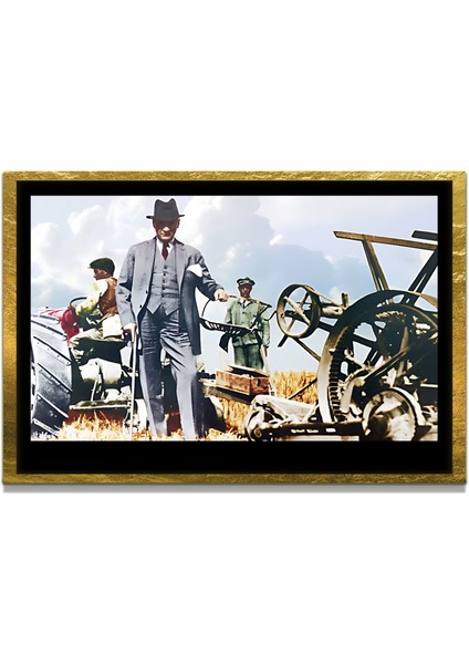 Yapay Zeka ile Yenilenmiş Atatürk Fotoğrafları Siyah Beyaz Cam Tablo, 3D Dekoratif Baskı 647