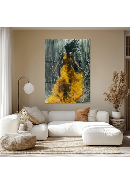 Özel Üretim Cam Tablo Dancing In The Storm Dans Eden Kadın