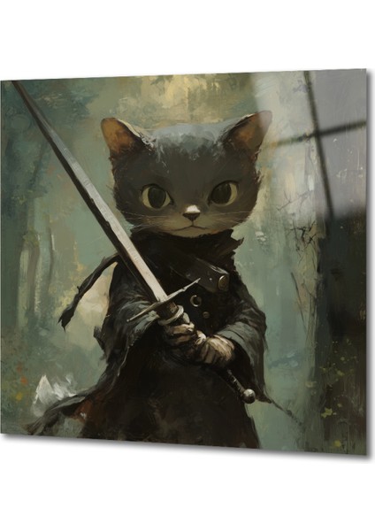 Özel Üretim Cam Tablo Knight Of Whiskers