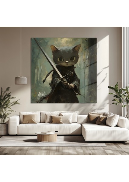Özel Üretim Cam Tablo Knight Of Whiskers