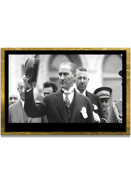 Yapay Zeka ile Yenilenmiş Atatürk Fotoğrafları Siyah Beyaz Cam Tablo, 3D Dekoratif Baskı 73