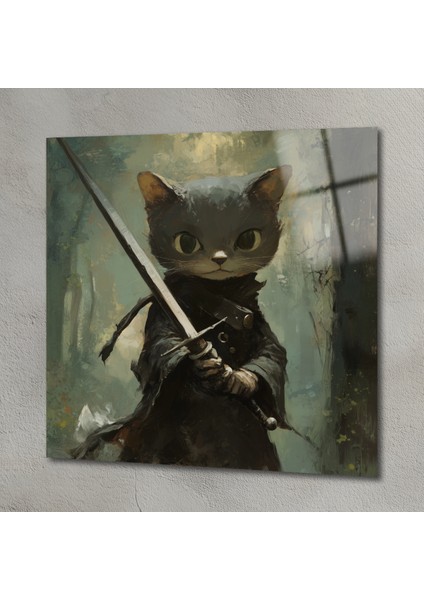 Özel Üretim Cam Tablo Knight Of Whiskers