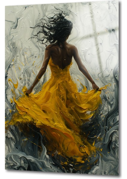Özel Üretim Cam Tablo Golden Whirlwind