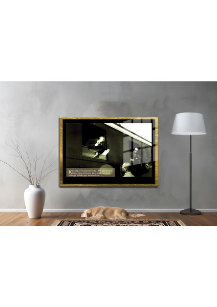 Yapay Zeka ile Yenilenmiş Atatürk Fotoğrafları Siyah Beyaz Cam Tablo, 3D Dekoratif Baskı 512