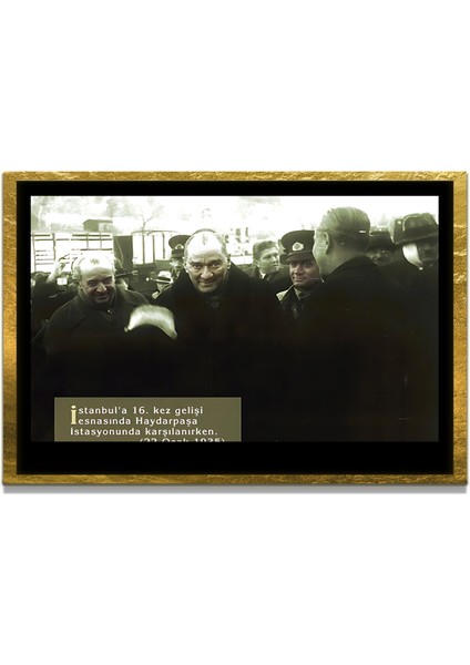 Yapay Zeka ile Yenilenmiş Atatürk Fotoğrafları Siyah Beyaz Cam Tablo, 3D Dekoratif Baskı 560