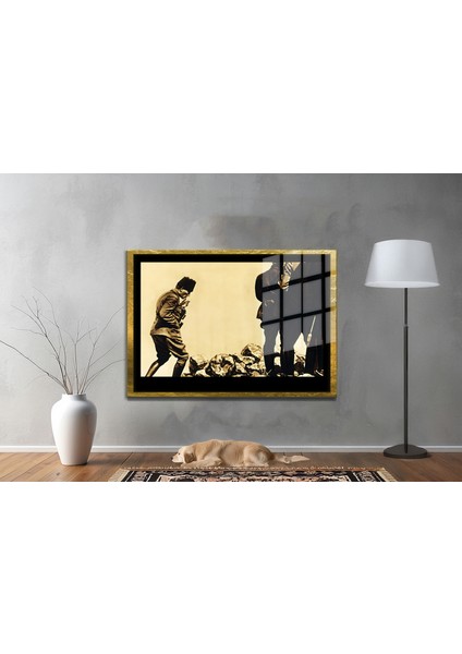 Yapay Zeka ile Yenilenmiş Atatürk Fotoğrafları Siyah Beyaz Cam Tablo, 3D Dekoratif Baskı 340 fiyatları