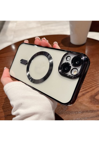 iPhone 14 Plus Uyumlu Kılıf Kamera Lens ve Hoparlör Toz Korumalı Kablosuz Şarj Özellikli Kenarları Renkli Arkası Şeffaf fiyatları
