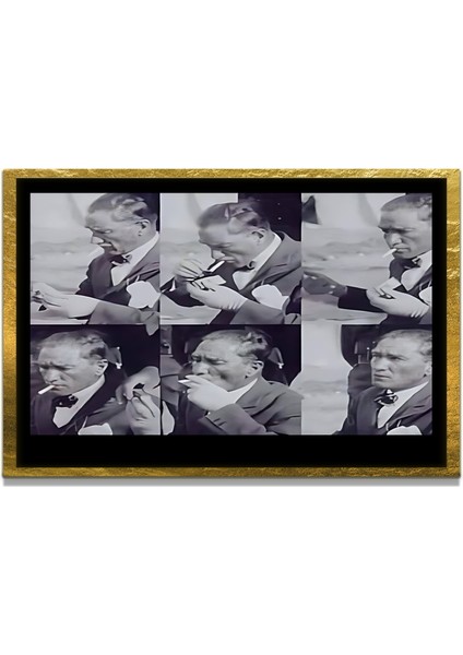 Yapay Zeka ile Yenilenmiş Atatürk Fotoğrafları Siyah Beyaz Cam Tablo, 3D Dekoratif Baskı 816
