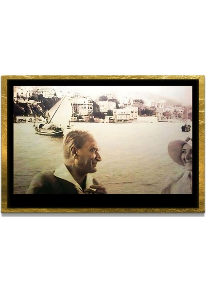 Yapay Zeka ile Yenilenmiş Atatürk Fotoğrafları Siyah Beyaz Cam Tablo, 3D Dekoratif Baskı 631