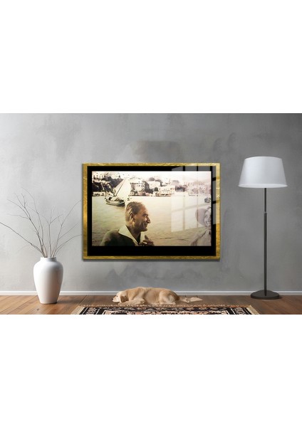 Yapay Zeka ile Yenilenmiş Atatürk Fotoğrafları Siyah Beyaz Cam Tablo, 3D Dekoratif Baskı 631