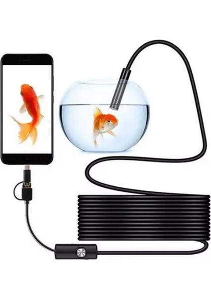 Nivego Endoskop Yılan Video Kamera Led'li 10 Metre 7 mm Sert Kablo Su Geçirmez