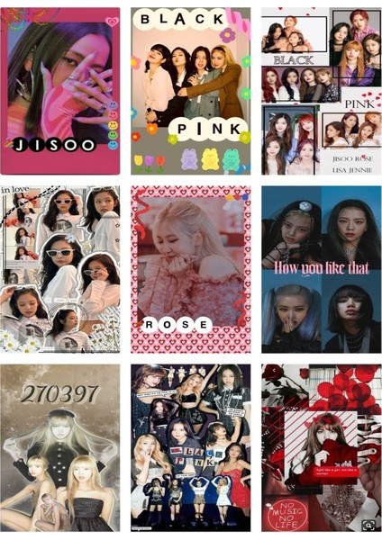 Blackpink Fotokart Yeni Model 9 Adet Kesilmiş 8*6 cm Pvc Kaplı Süper Hd Kaliteli Baskılı Fotokart